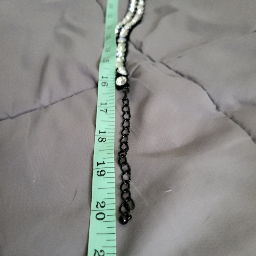 Chico's | NWOT Black Enamel 'Riviere' Crystal Rhinestone Choker Necklace - Picture 11 of 13